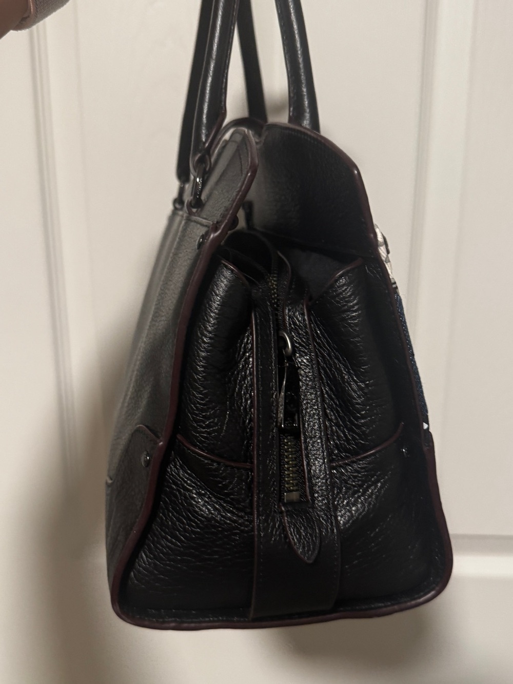Coach Black and Blue Patchwork Satchel - Picture 4 of 8